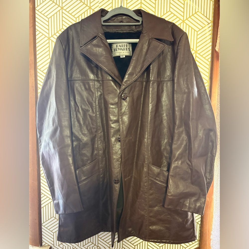RALPH EDWARDS Men's Dark Brown pleather Coat 44L